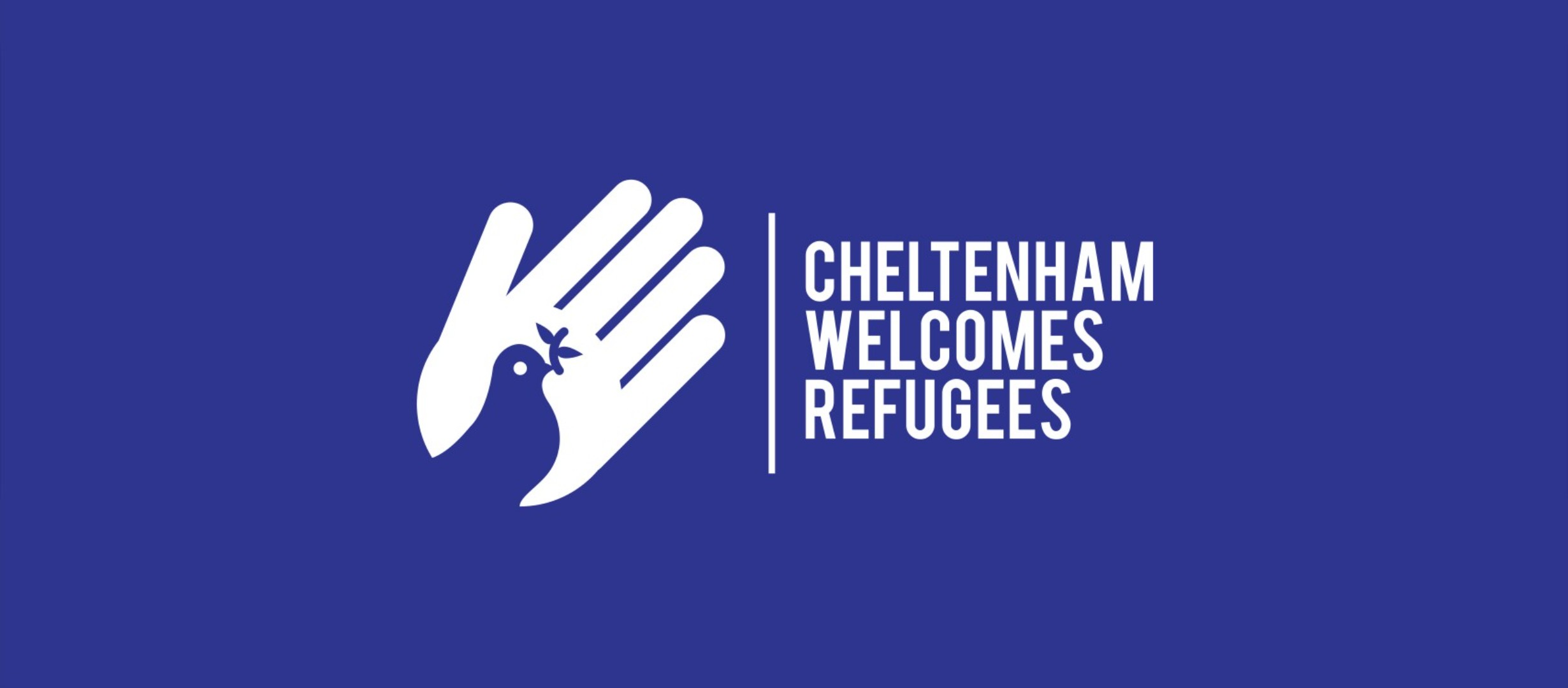 Cheltenham welcomes refugees logo with text that reads 'cheltenham welcomes refugees'