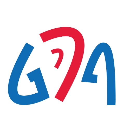 GDA logo: the letters 'GDA' in blue and red, the D also symbolises an ear