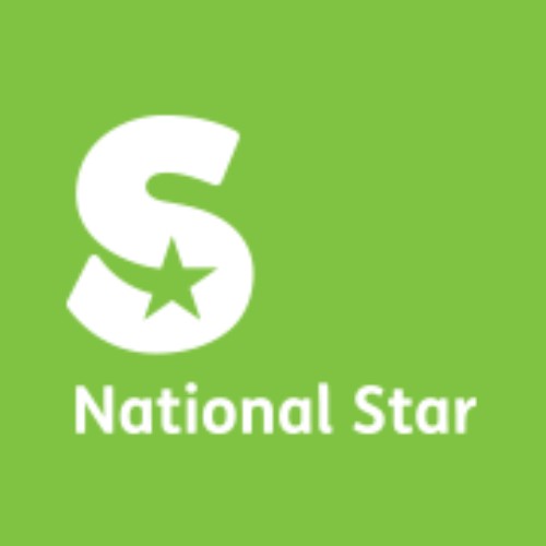 National star logo of a big 's' with 'National Star' underneath