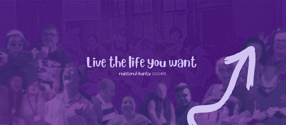 'live the life you want' on a purple background