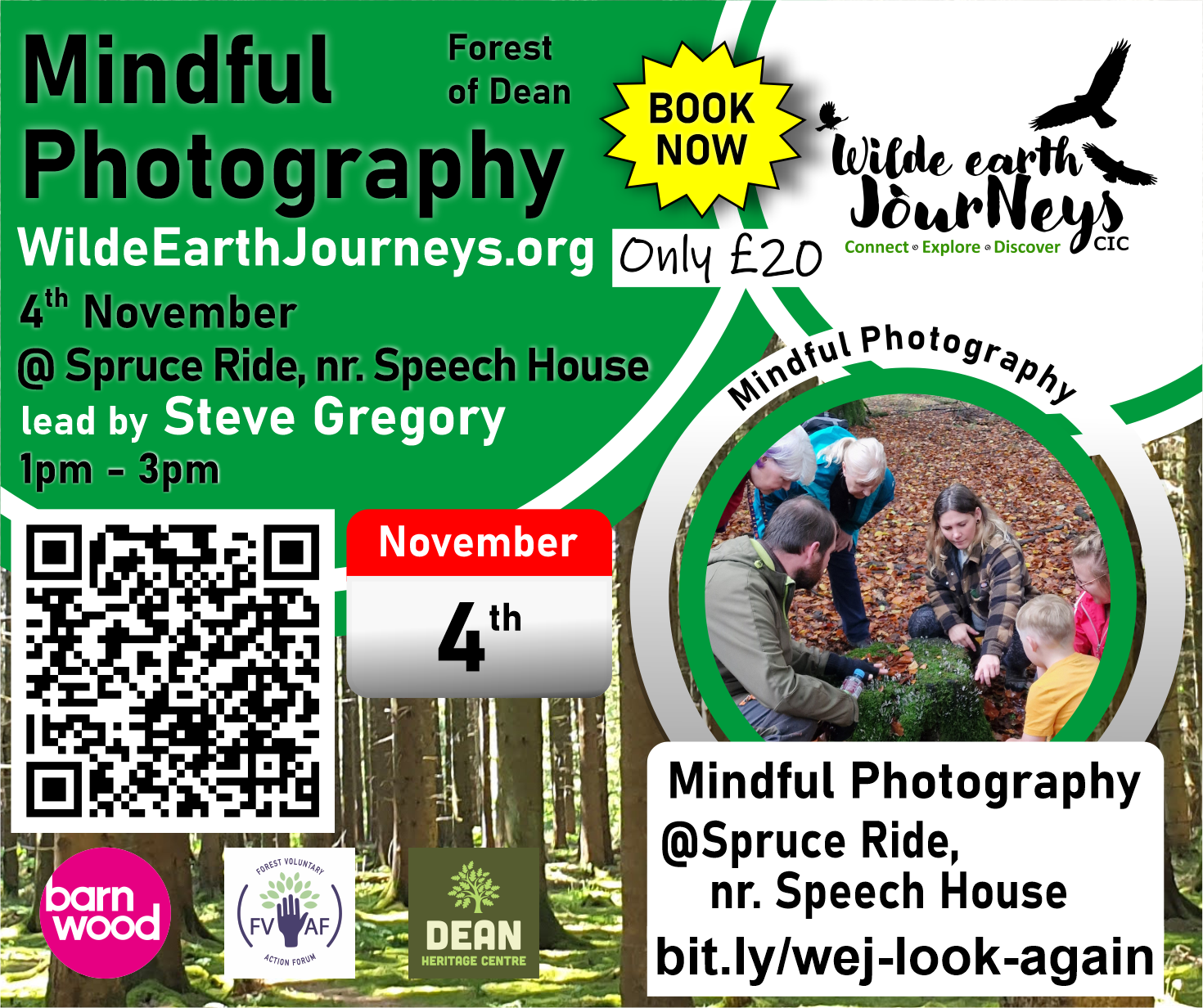 Mindful Photography session being held on Saturday 4th November at Spruce Ride, near Speech House Hotel in the Forest of Dean. Places are only £20