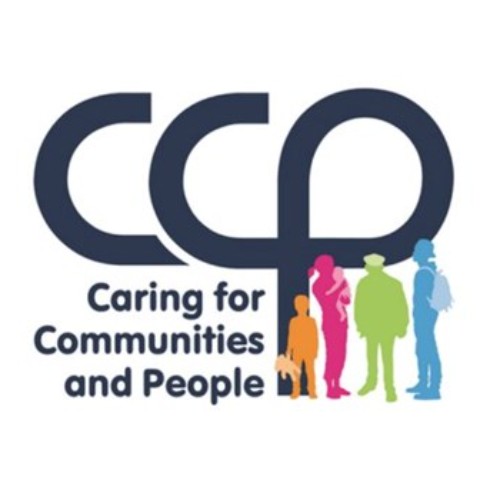 Our logo stands for caring for communities and people, the image has a shadow of four people ranging in age and sex.