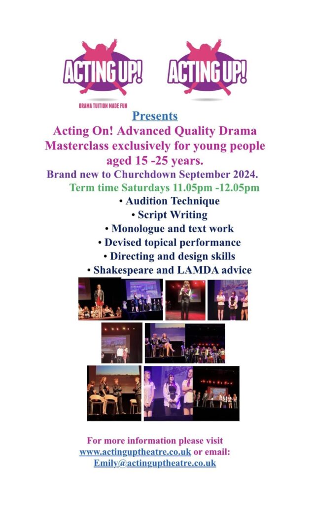 Flyer for Acting On Advanced drama classes