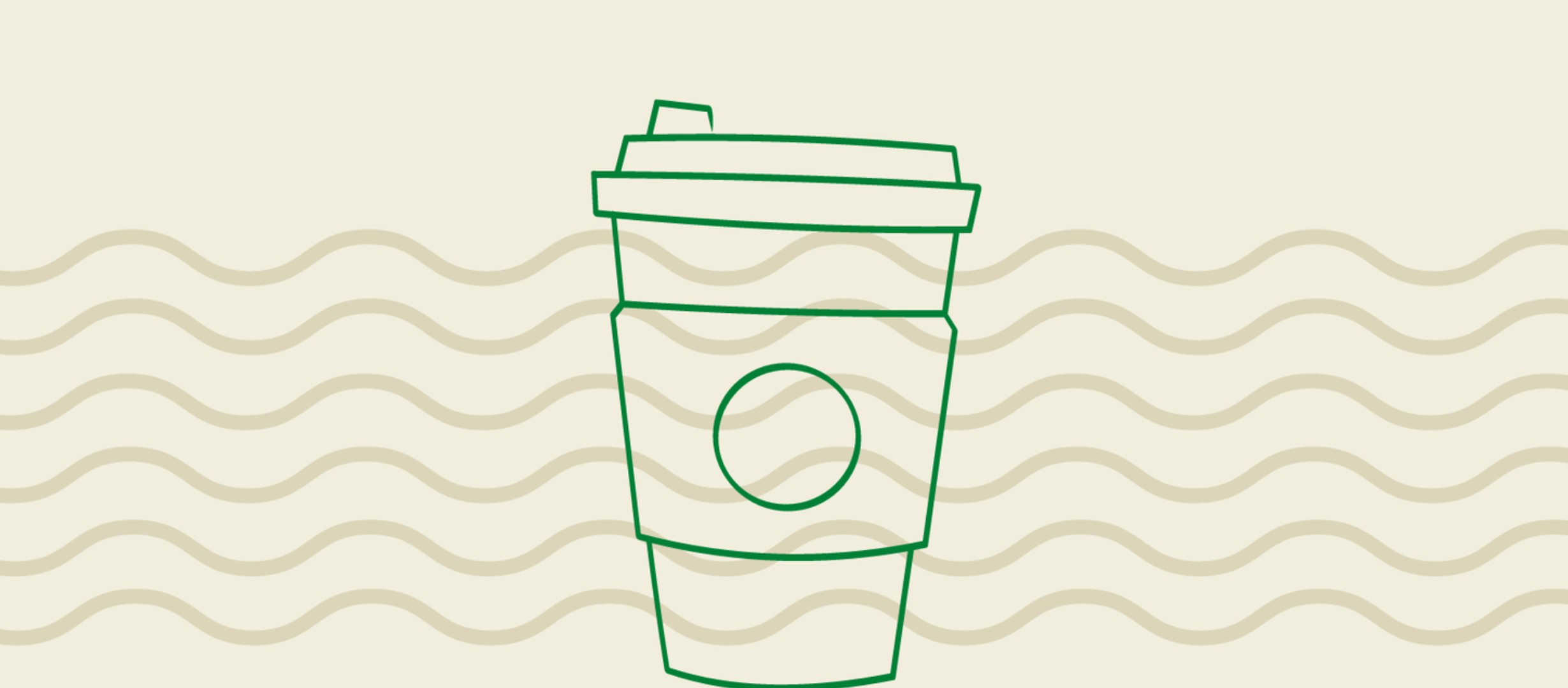 green outline of a coffee cup