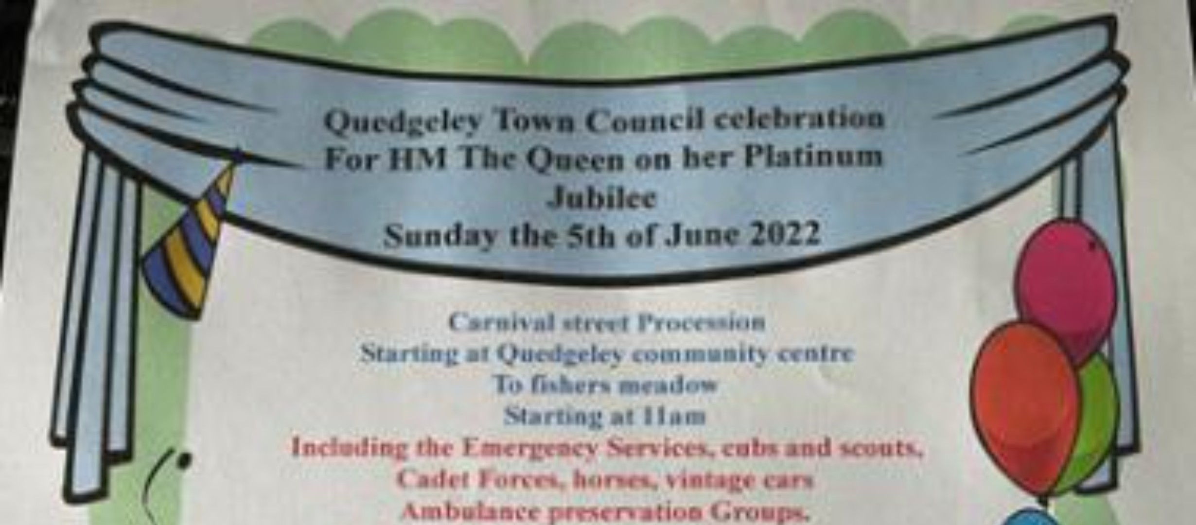 image of advert for Quedgley Platinum celebrations