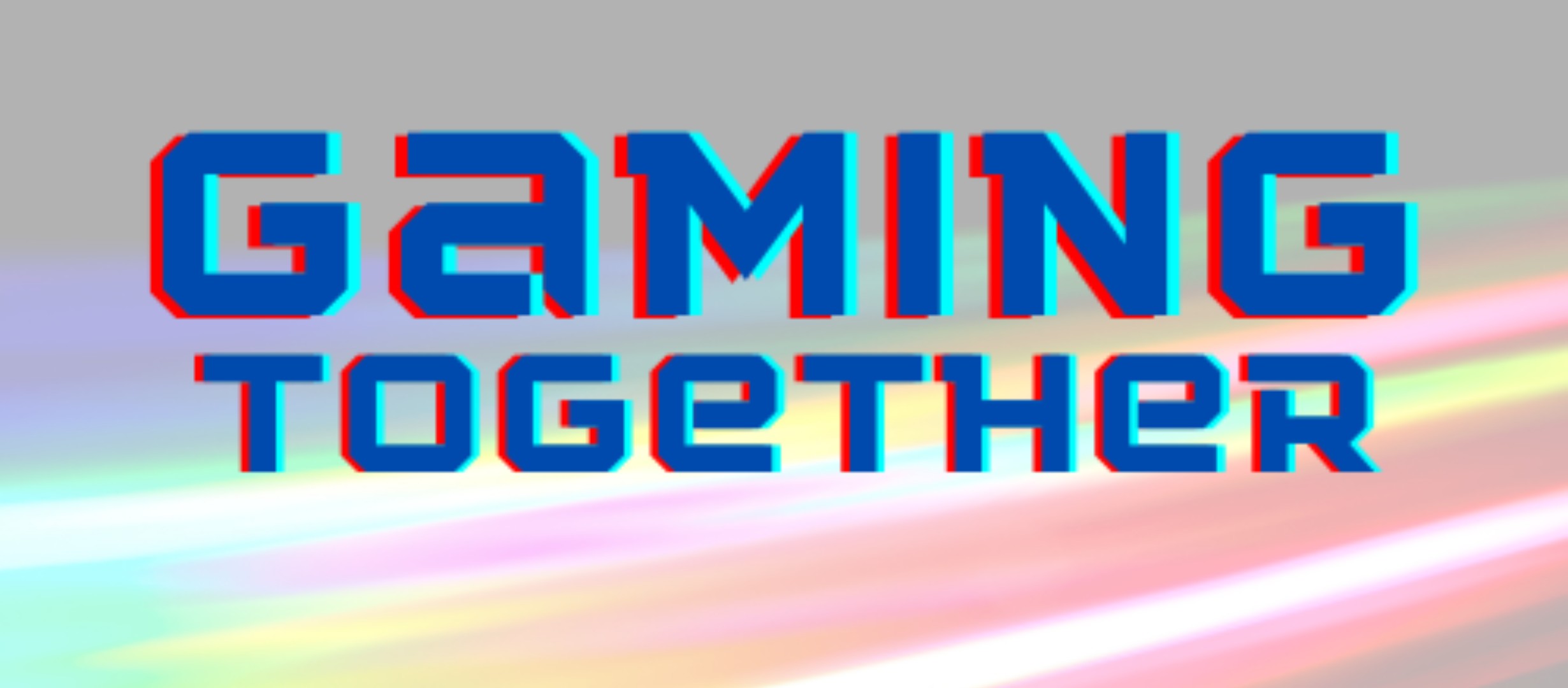 lettering saying 'gaming together' on pastel coloured background