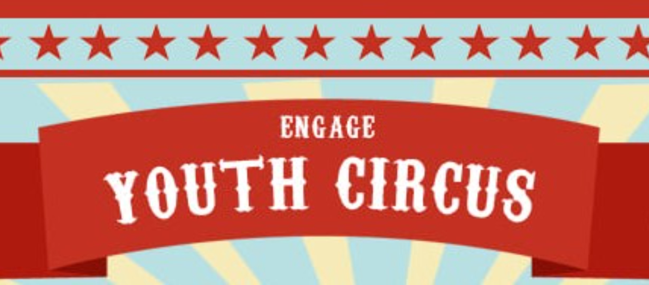 red banner text: Engage Youth Circus