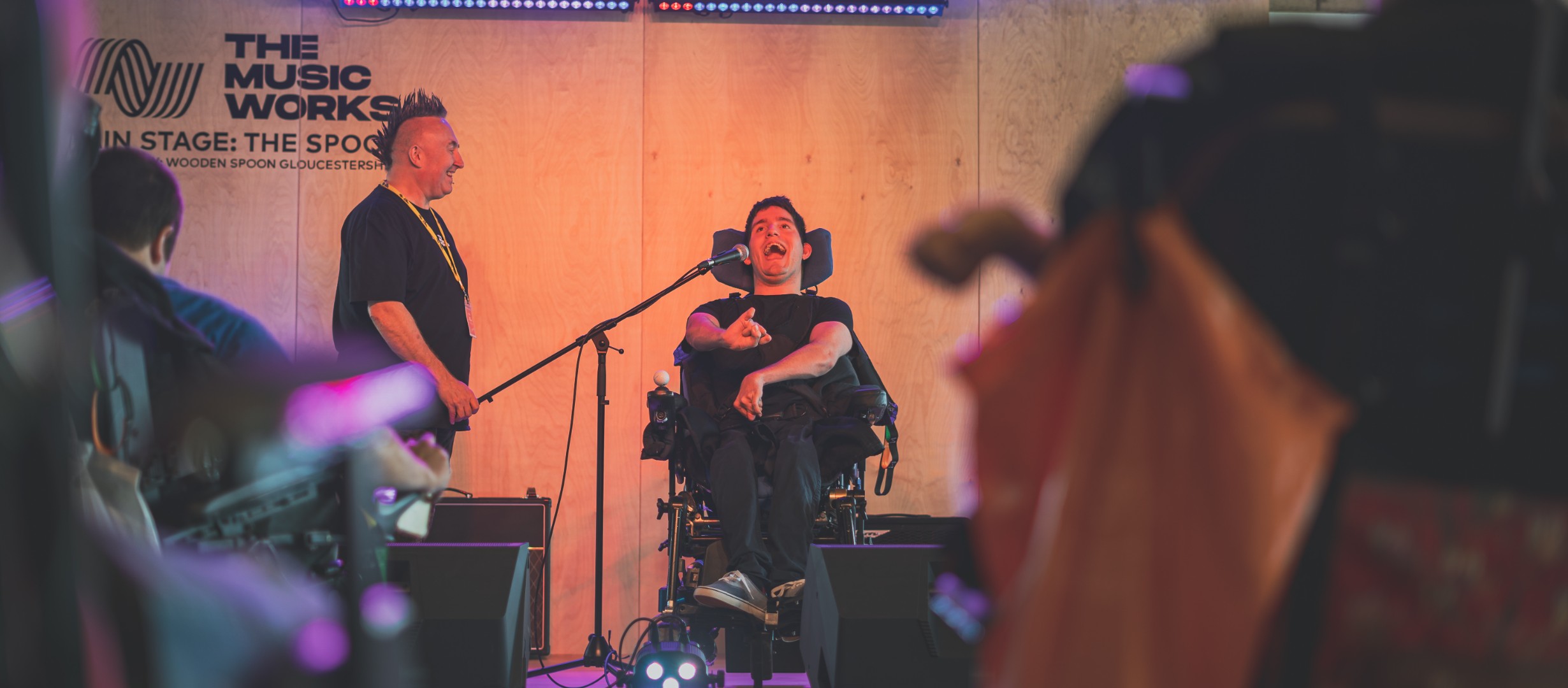 Young disabled person performing on The Music Works stage 