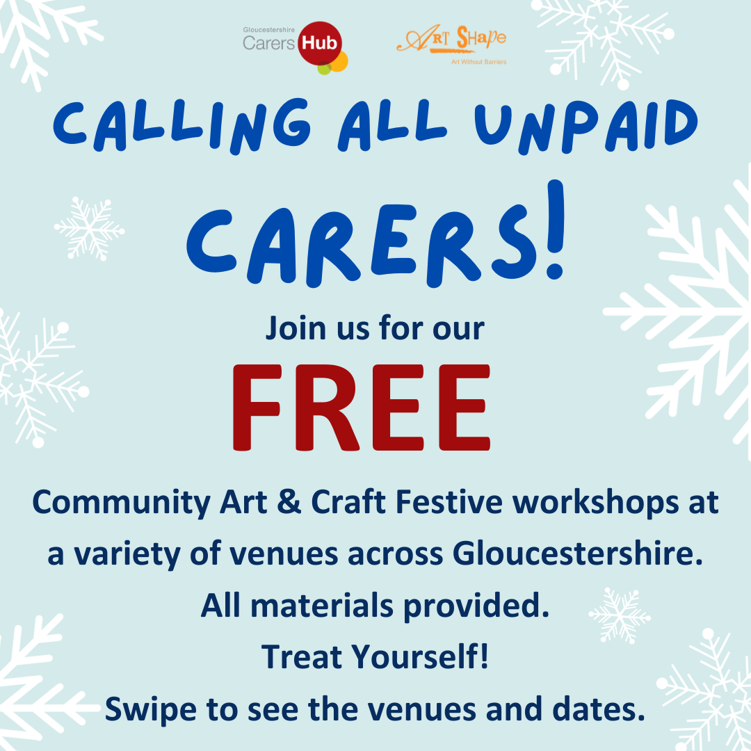 Poster for FREEworkshops for unpaid carers. Details listed below