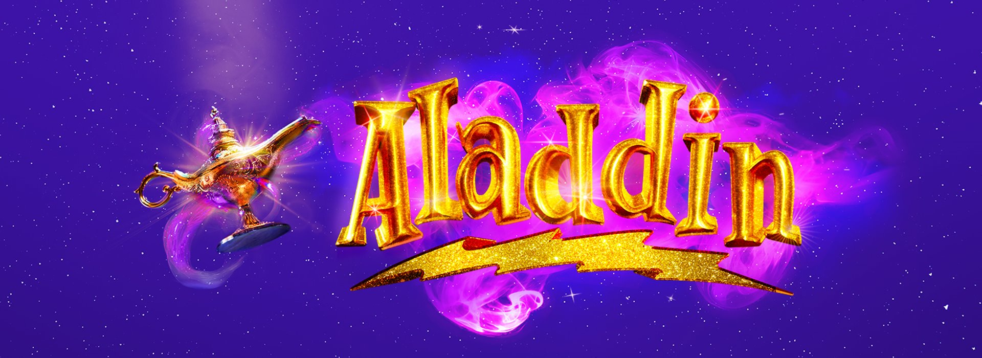 An Aladdins lamp and the word Aladdin