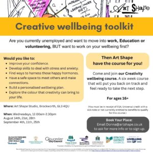 This is a poster for the Creative Wellbeing Toolkit course. The details are below