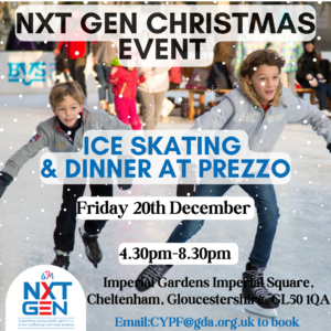 Two teenage boys ice skating on an ice rink 