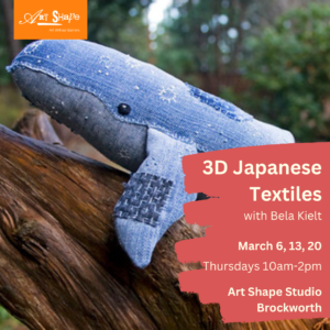 This is a whale made out of fabrics which use traditional Japanese sewing techniques