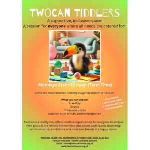 two can toddlers flyer showing baby twocan palying with toys