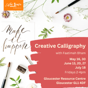 The photo is of calligraphic writing using brushes with flowers and twigs on white paper