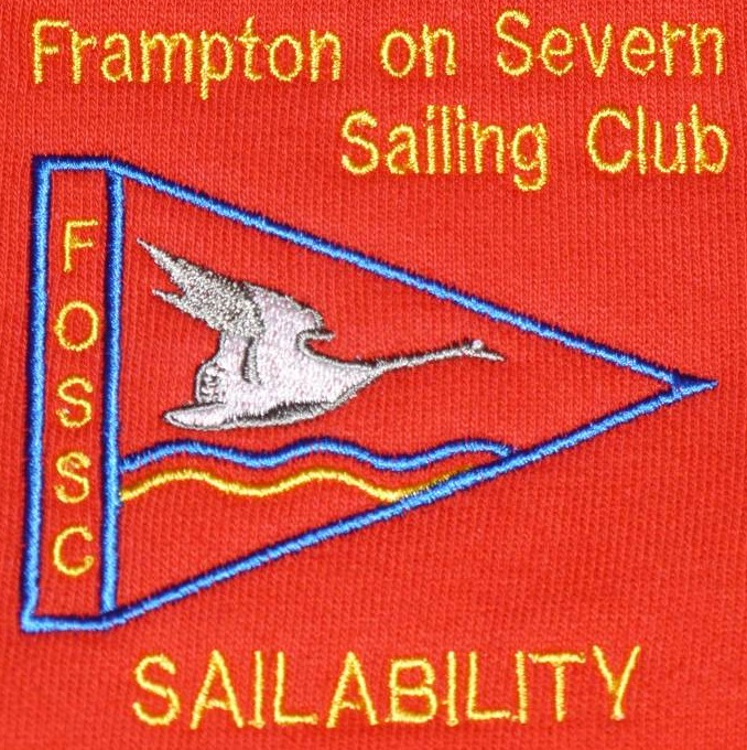 Sailability@FOSSC logo; a burgee containing an image of a goose flying above waves on a lake.