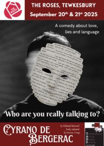 Play poster of mask showing uncertainty of who you’re talking to on the internet