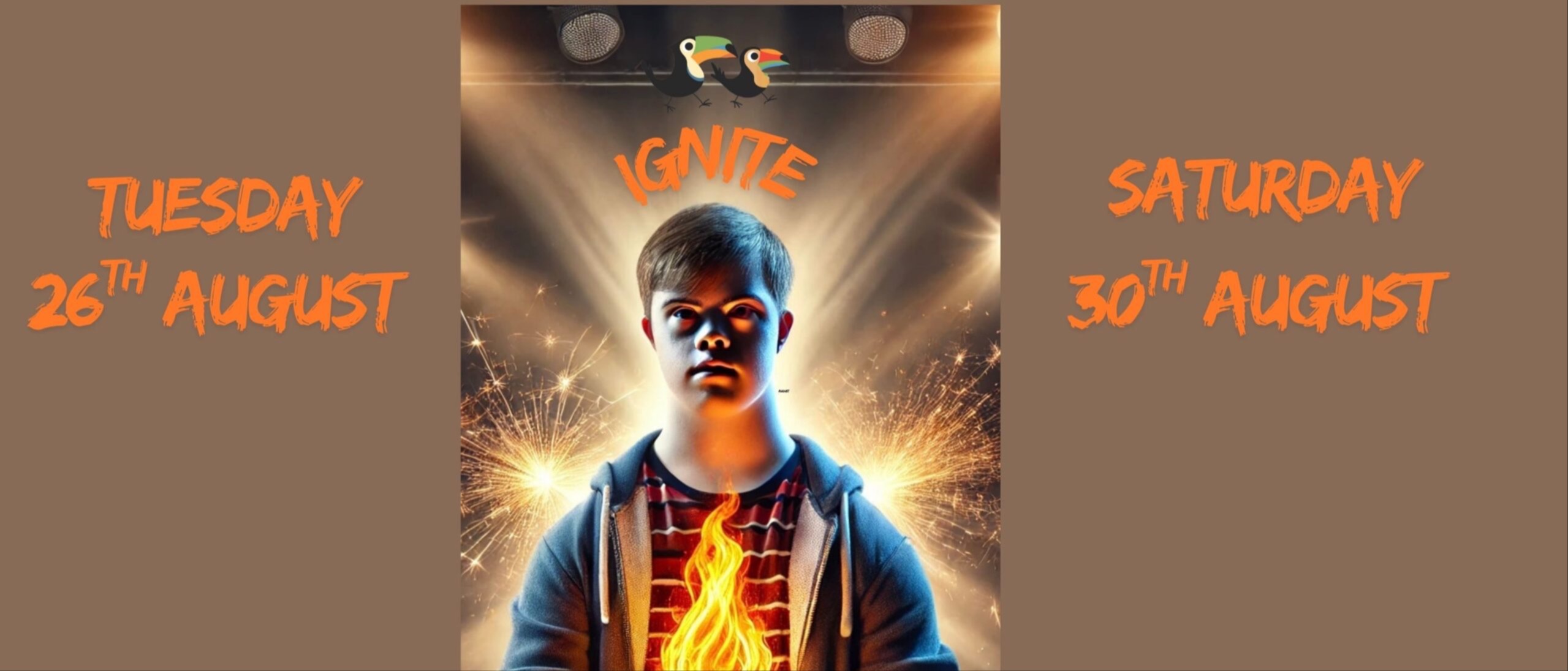 teenager holding flames in his hands