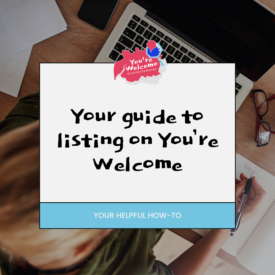 banner with the words -your guide to listing on You're Welcome , Your Helpful how-to